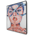 Wholesale Home Decoration Canvas Wall Art Woman Portrait Palette Knife Paintings with Metal Frame